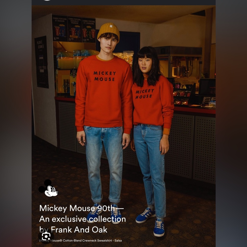 BNWOT Frank and oak x Disney Micky Mouse crewneck sweater